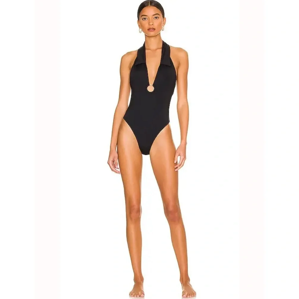 WEWOREWHAT Halter O-Ring One-Piece Swimsuit Size XS Black NEW
